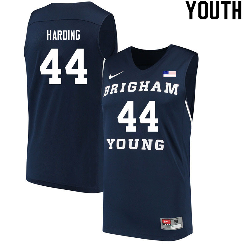 Youth #44 Connor Harding BYU Cougars College Basketball Jerseys Sale-Navy